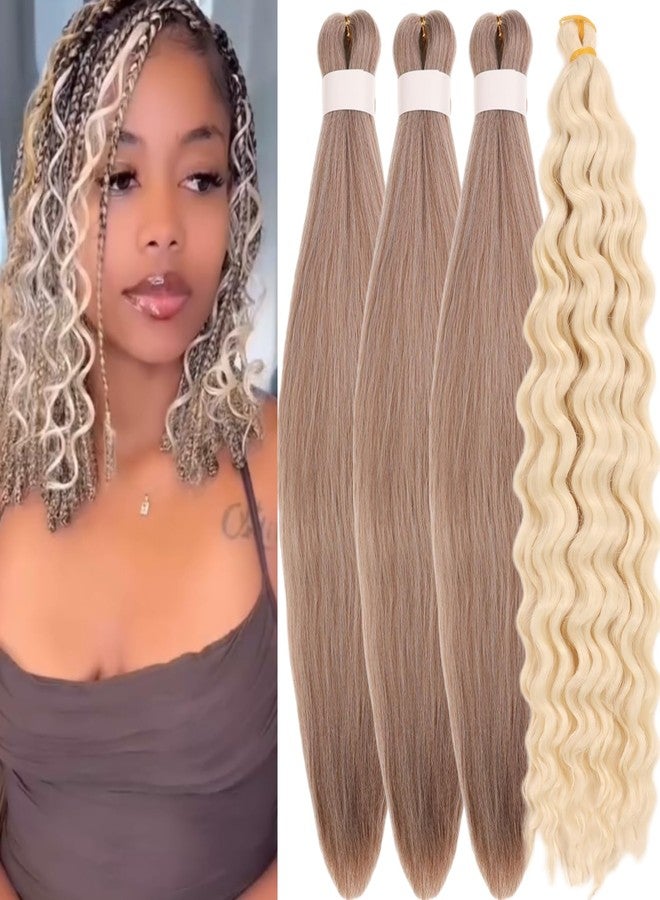Leticia Ash Brown Blonde Braiding Hair for Short Boho Braids Pre stretched Crochet Curly Boho Braiding Hair - Image 1